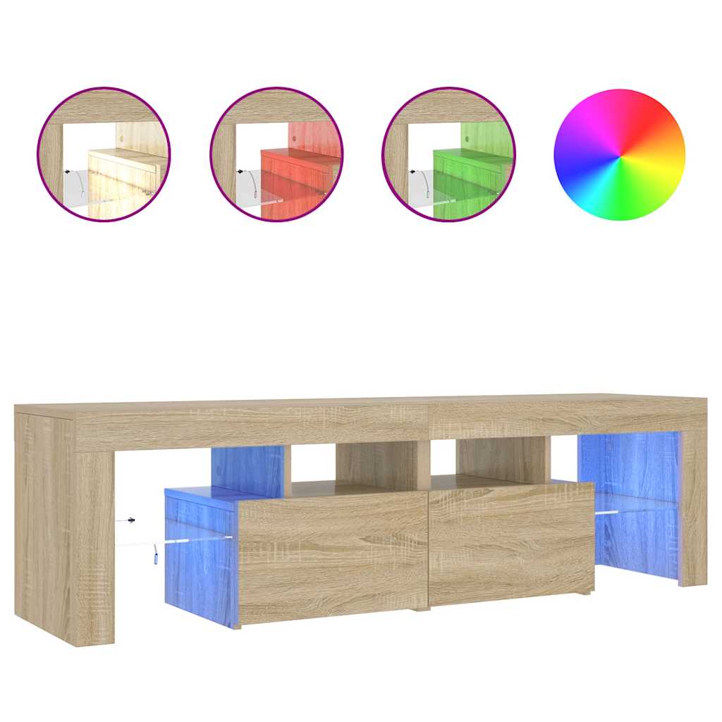 vidaXL TV skříňka s LED osvětlením dub sonoma 140 x 36,5 x 40 cm