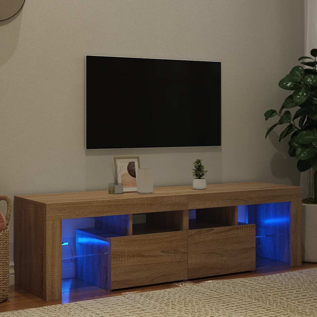 vidaXL TV-Schrank mit LED-Beleuchtung Sonoma-Eiche 140x36,5x40 cm