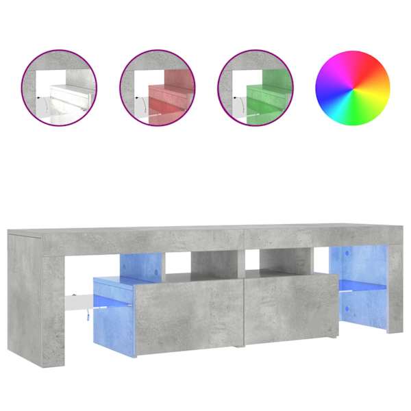 vidaXL telerialus LED-tuledega, betoonhall, 140x36,5x40 cm