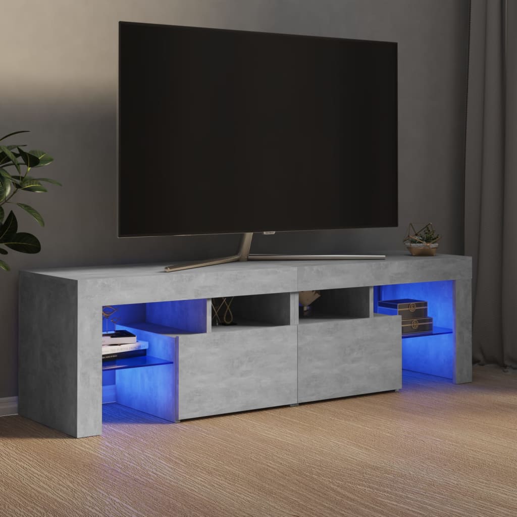 vidaXL Szafka pod TV z owietleniem LED, szaro betonu 140x36,5x40 cm