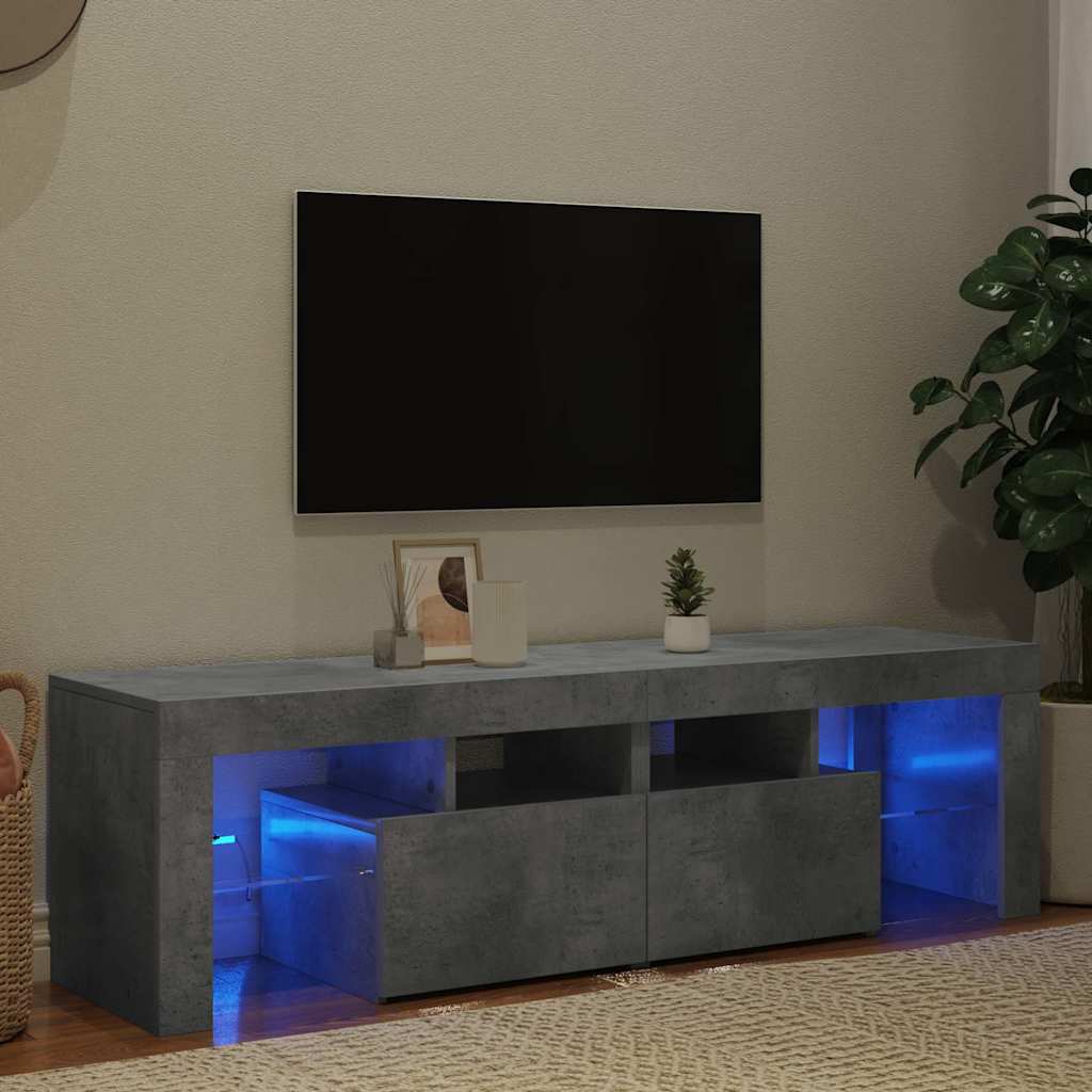 vidaXL Szafka pod TV z owietleniem LED, szaro betonu 140x36,5x40 cm