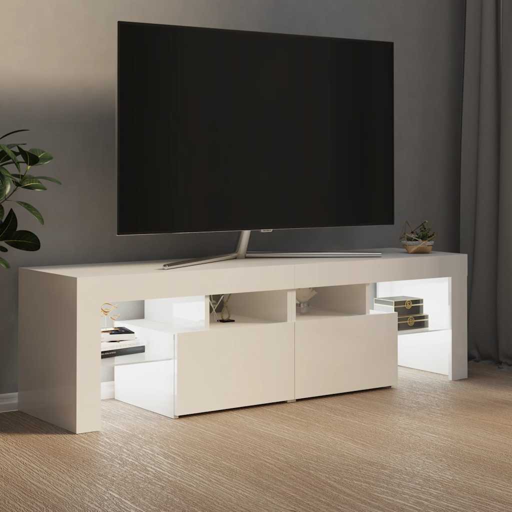 vidaXL Tv-meubel met LED-verlichting 140x36,5x40 cm hoogglans wit