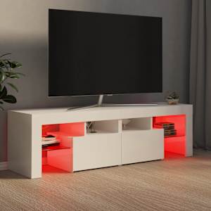 TV skříňka s LED osvětlením bílá vysoký lesk 140x36,5x40 cm - obrázek 5