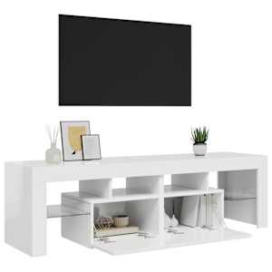 TV skříňka s LED osvětlením bílá vysoký lesk 140x36,5x40 cm - obrázek 6