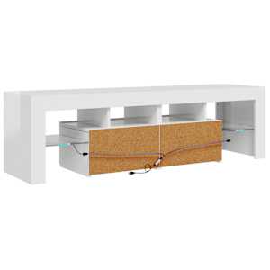 TV skříňka s LED osvětlením bílá vysoký lesk 140x36,5x40 cm - obrázek 11
