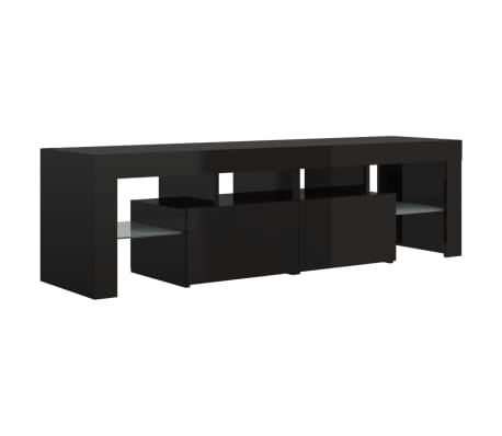 vidaXL tv-bord med LED-lys 140x36,5x40 cm sort højglans