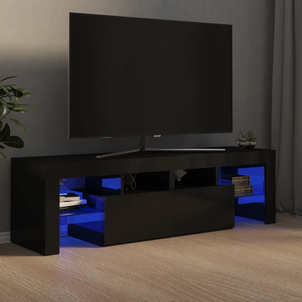 "vidaXL TV-taso LED-valoilla korkeakiilto musta 140x36,5x40 cm"
