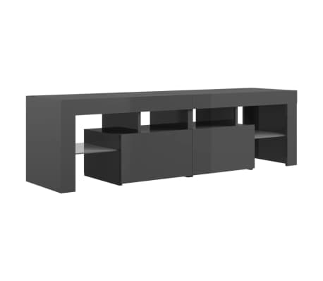 vidaXL TV Cabinet with LED Lights High Gloss Grey 140x36.5x40 cm