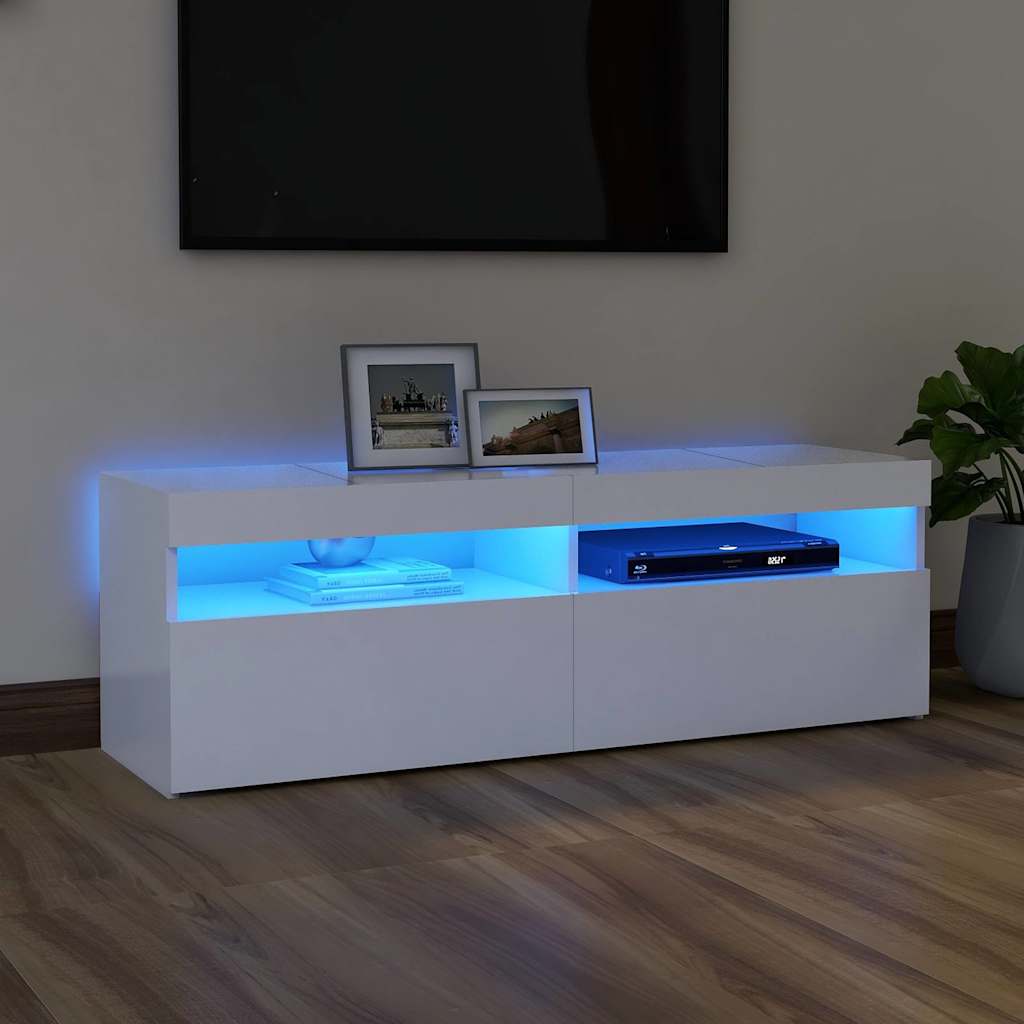 vidaXL Szafka pod TV z oświetleniem LED, biała, 120x35x40 cm