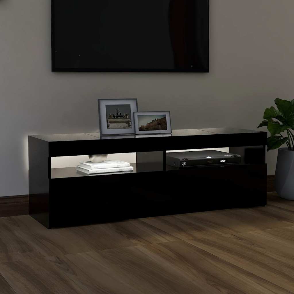 vidaXL TV skrinka s LED svetlami čierna 120x35x40 cm