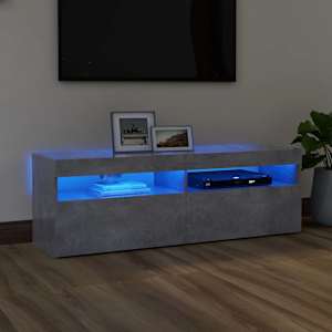 TV omarica z LED lučkami betonsko siva 120x35x40 cm