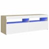 vidaXL telerialus LED-tuledega, valge ja Sonoma tamm, 120 x 35 x 40 cm
