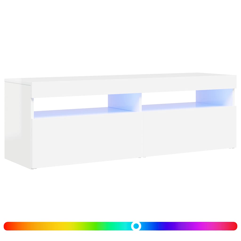 VidaXL Tv-meubel Met Led-verlichting 120x35x40 Cm Hoogglans Wit