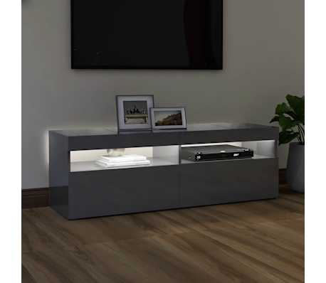 vidaXL TV-benk med LED-lys høyglans grå 120x35x40 cm