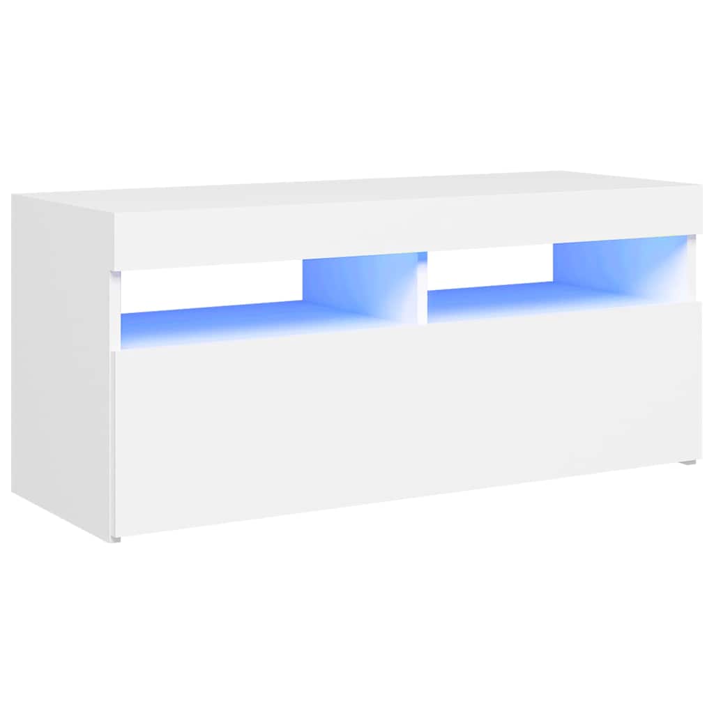 vidaXL TV skříňka s LED osvětlením bílá 90 x 35 x 40 cm