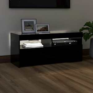 TV skříňka s LED osvětlením černá 90 x 35 x 40 cm - obrázek 3