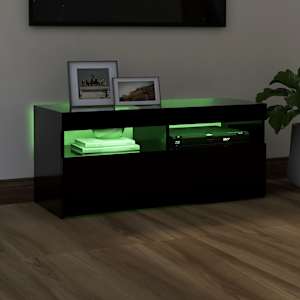 TV skříňka s LED osvětlením černá 90 x 35 x 40 cm - obrázek 4