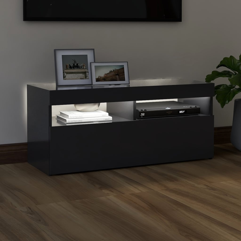 vidaXL TV with LED Lights Grey 90x35x40 cm vidaXL.co.uk