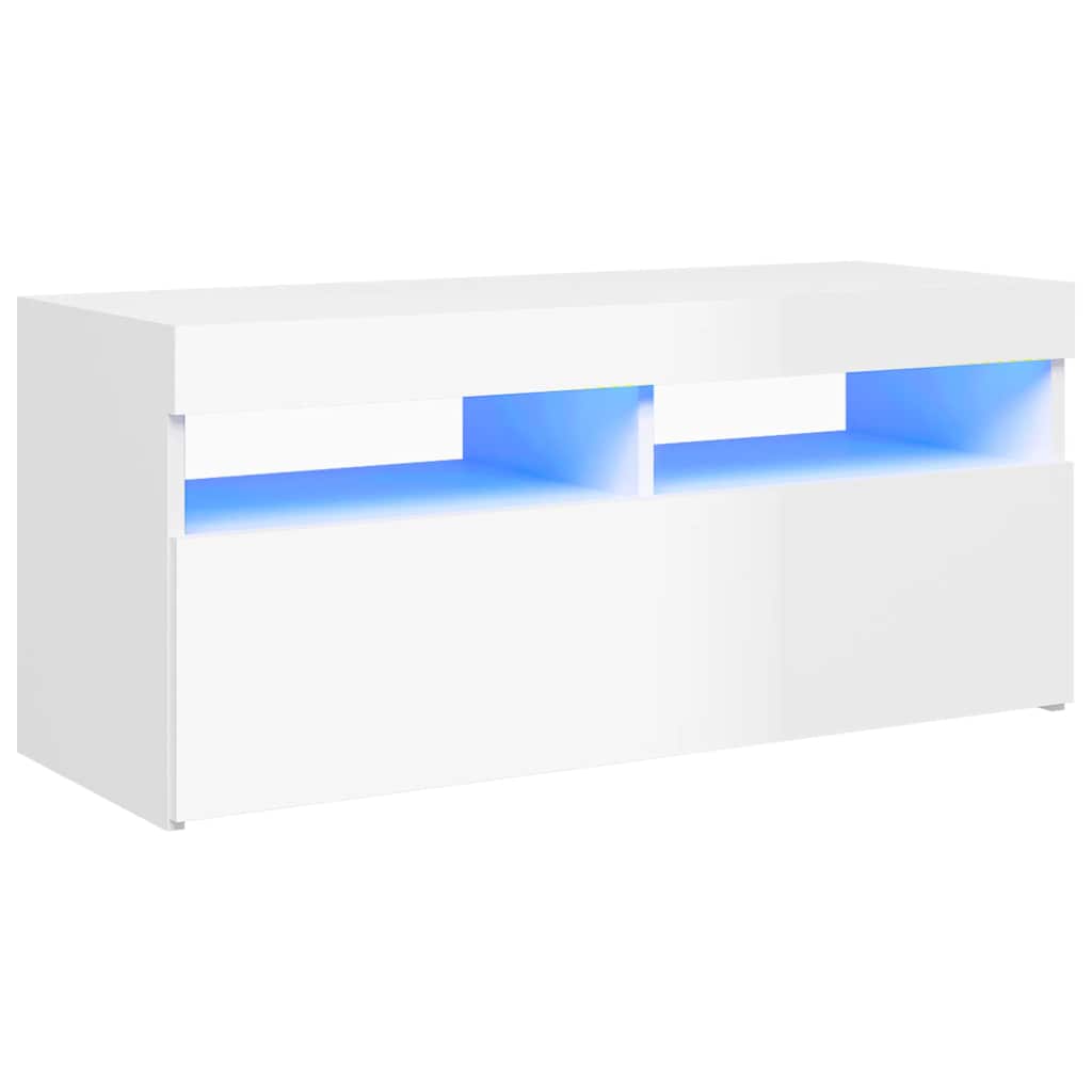 Thumbnail - vidaXL TV-Schrank mit LED-Leuchten Hochglanz-Weiß 90x35x40 cm