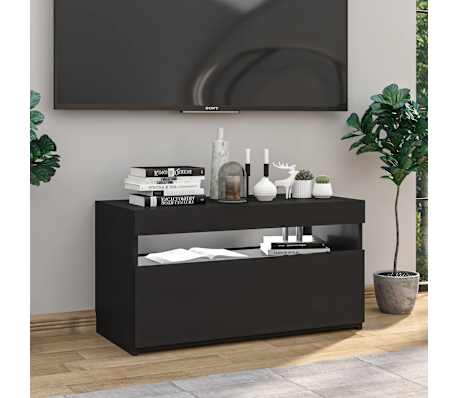 vidaXL Meuble TV avec lumi&egrave;res LED Noir 75x35x40 cm