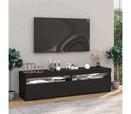 vidaXL TV-benker 2 stk med LED-lys svart 75x35x40 cm