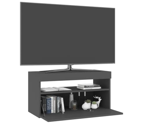 vidaXL TV-Schrank mit LED-Leuchten Grau 75x35x40 cm