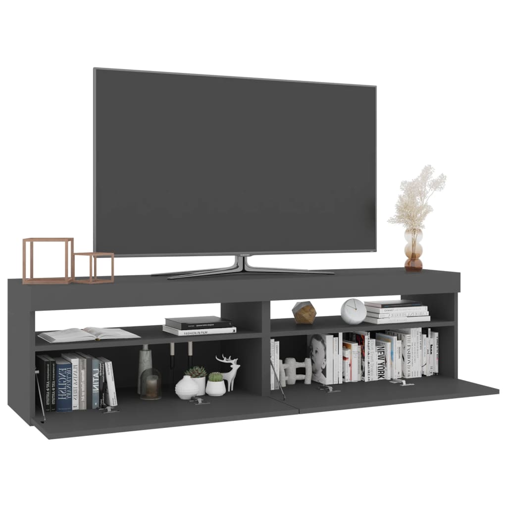 vidaXL Móvel de TV com luzes LED 2 pcs 75x35x40 cm cinzento