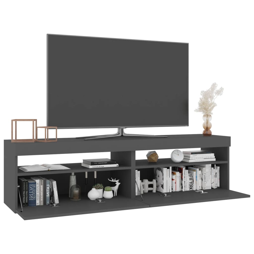 vidaXL Meubles TV 2 pcs avec lumières LED Gris 75x35x40 cm