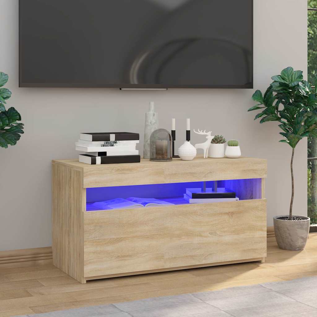 vidaXL Szafka TV z o�wietleniem LED, d�b sonoma, 75x35x40 cm