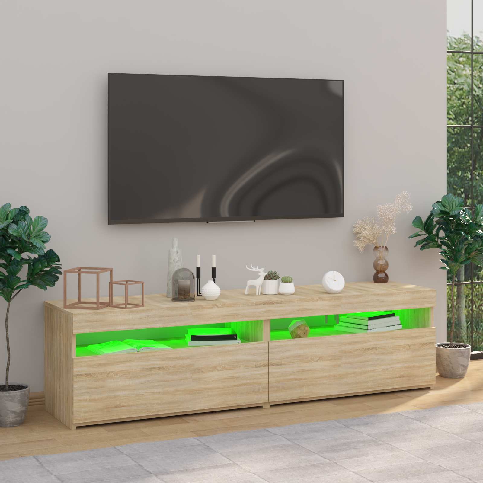 TV omarica 2 kosa z LED lučkami sonoma hrast 75x35x40 cm - slika 4