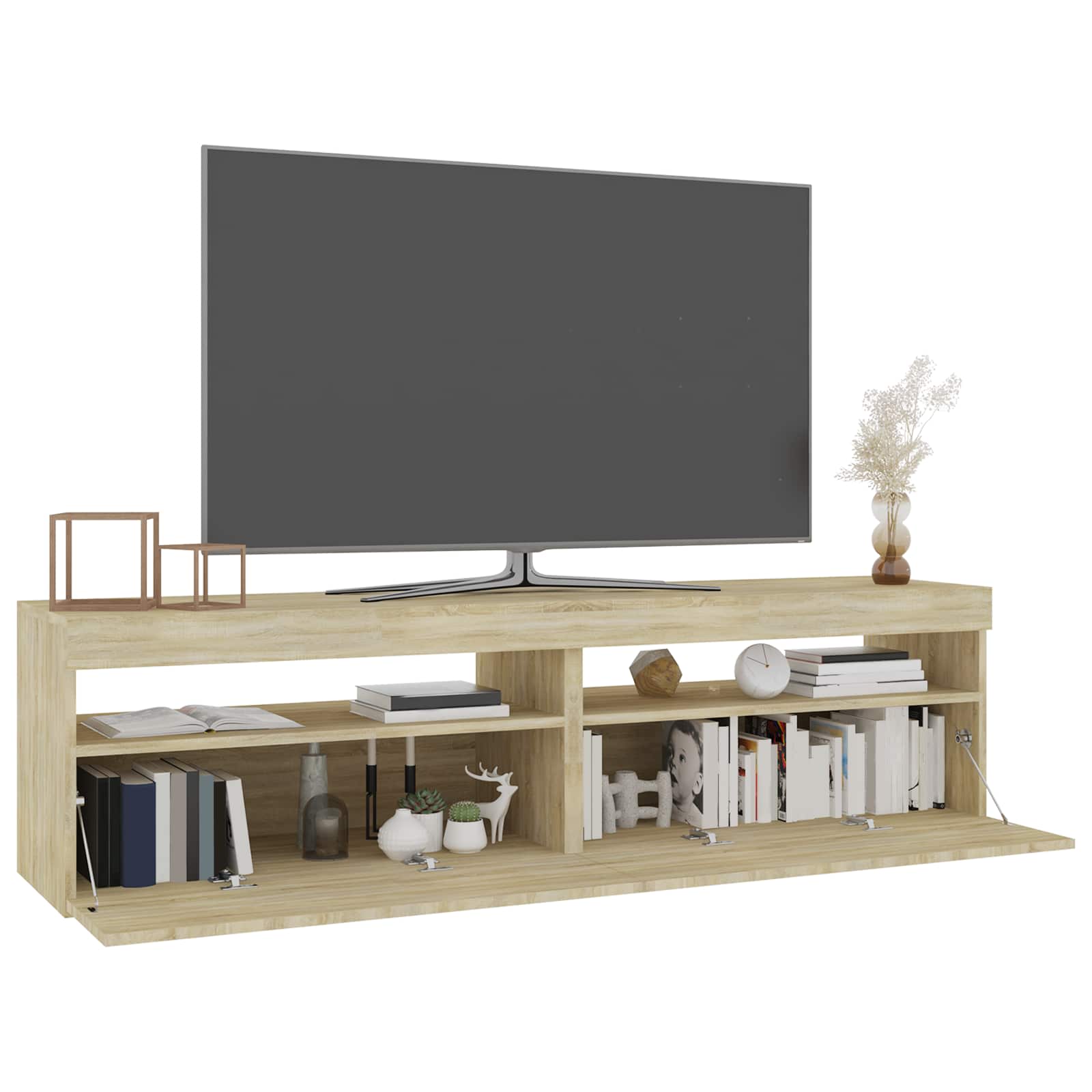 TV omarica 2 kosa z LED lučkami sonoma hrast 75x35x40 cm - slika 3