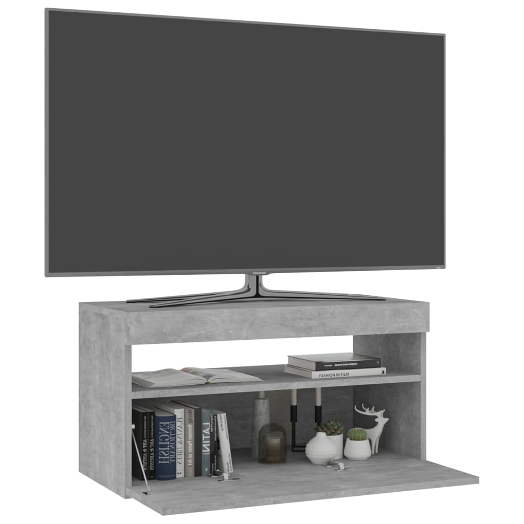 TV ormarić s LED svjetlima siva boja betona 75 x 35 x 40 cm