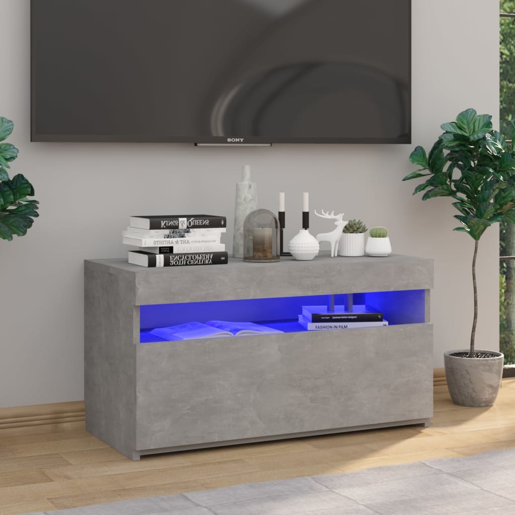 vidaXL Szafka pod TV z owietleniem LED, szaro betonu, 75x35x40 cm