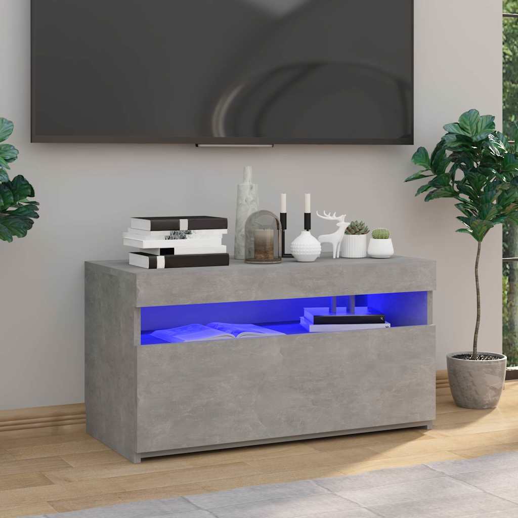 vidaXL Szafka pod TV z o�wietleniem LED, szaro�� betonu, 75x35x40 cm