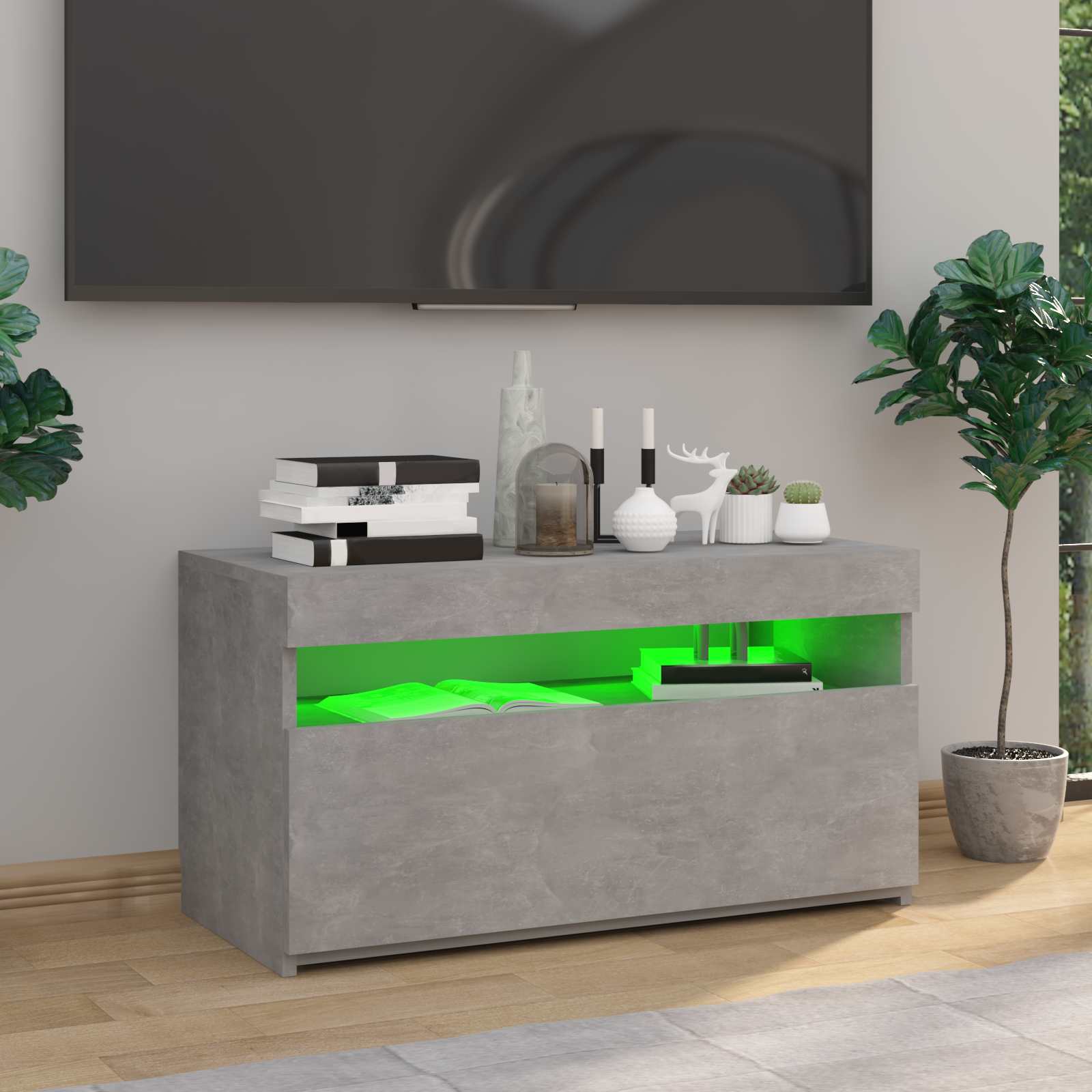 TV omarica z LED lučkami betonsko siva 75x35x40 cm - slika 3
