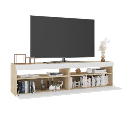 vidaXL TV spintelės su LED, 2vnt., baltos/ąžuolo, 75x35x40cm