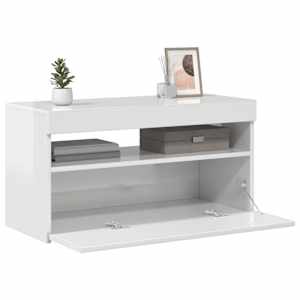 TV skříňka s LED osvětlením bílá vysoký lesk 75 x 35 x 40 cm - obrázek 15
