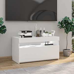 TV skříňka s LED osvětlením bílá vysoký lesk 75 x 35 x 40 cm - obrázek 5