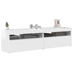 vidaXL TV-Schr&auml;nke 2 Stk. mit LED-Leuchten Hochglanz-Wei&szlig; 75x35x40 cm
