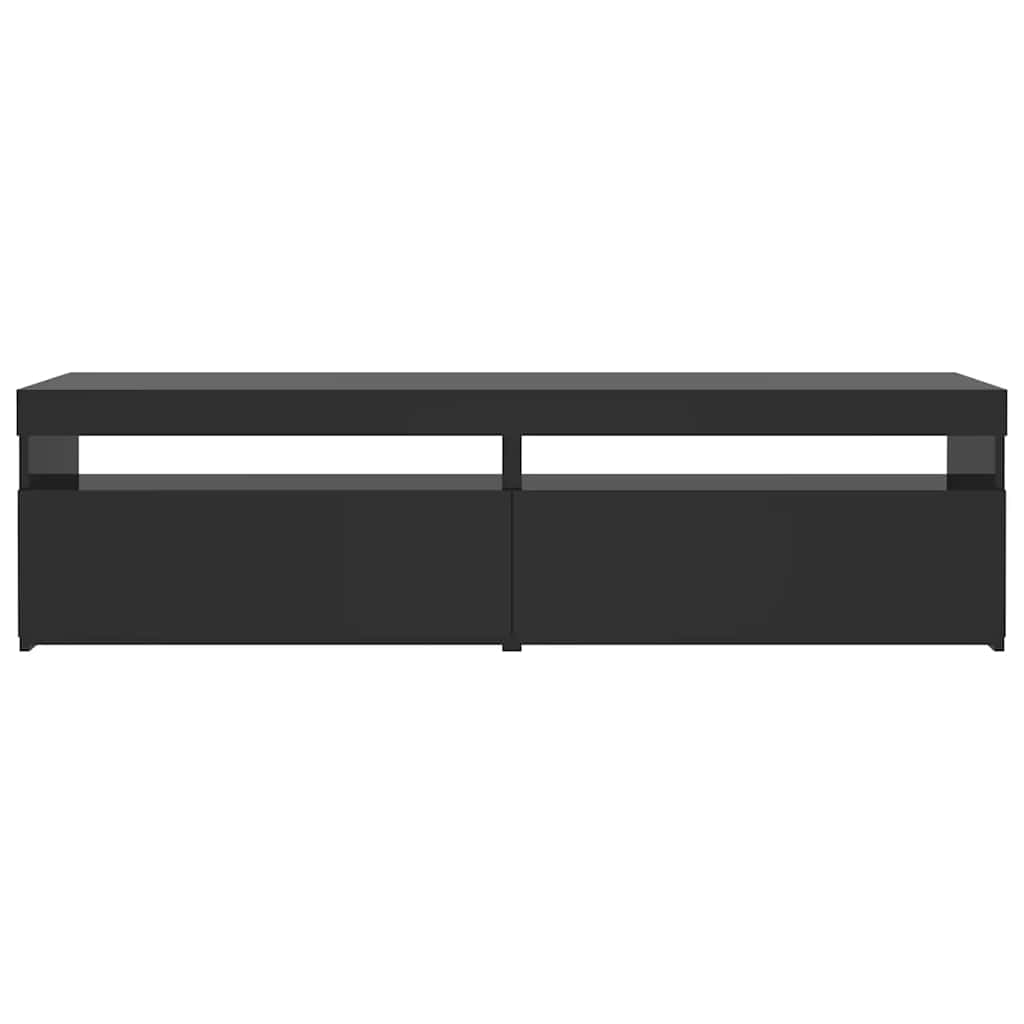 2 db magasfényű fekete TV-szekrény LED-világítással 75x35x40 cm