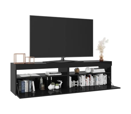 vidaXL Mobili Porta TV con Luci LED 2 pz Nero Lucido 75x35x40 cm