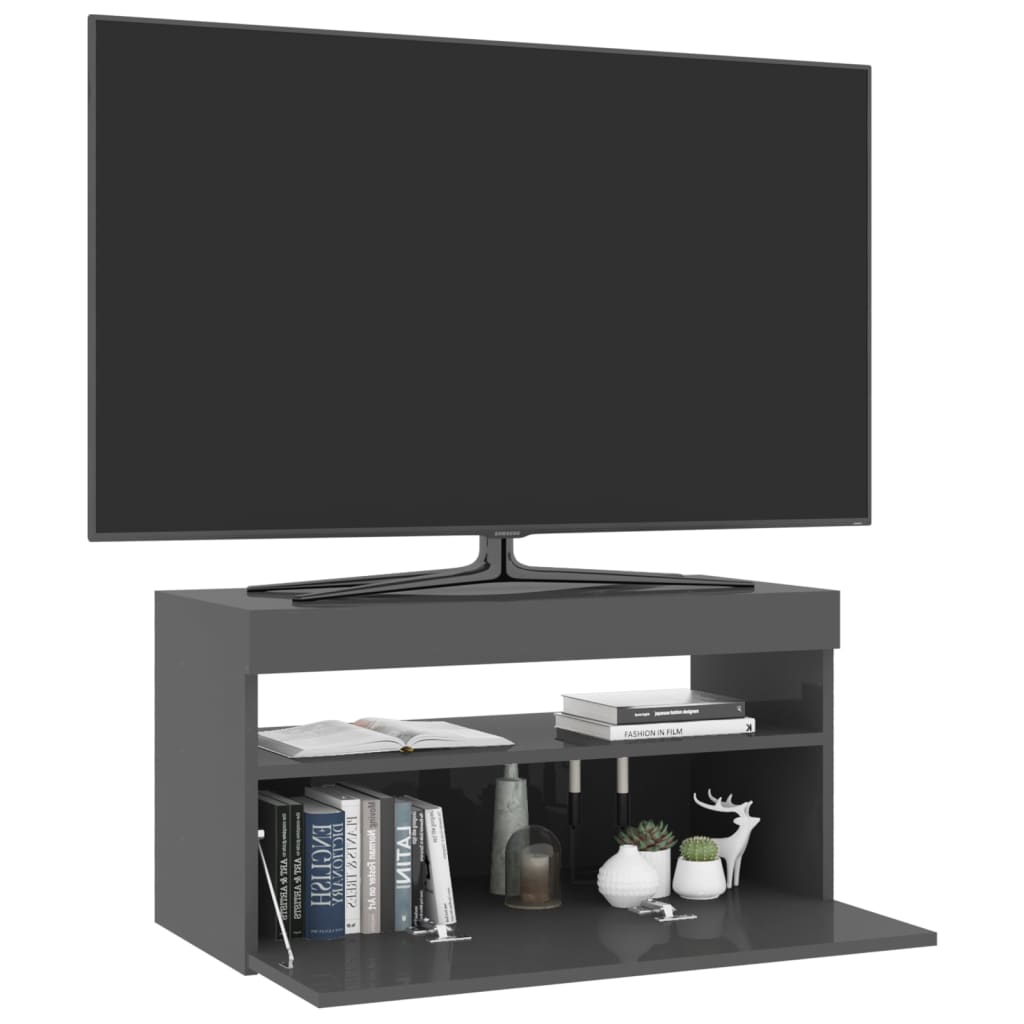 

vidaXL Tv-meubel met LED-verlichting 75x35x40 cm hoogglans grijs