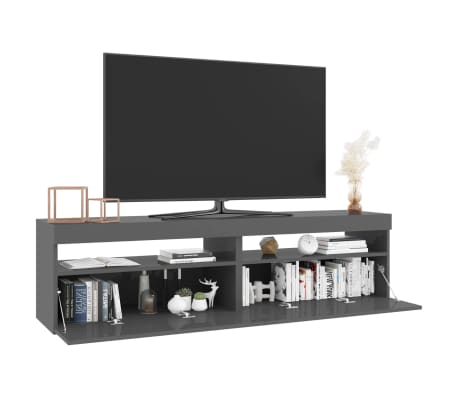 vidaXL Mobili Porta TV con Luci LED 2 pz Grigio Lucido 75x35x40 cm