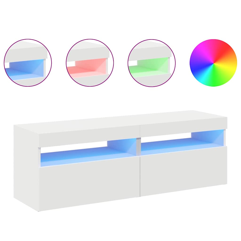 Thumbnail - vidaXL TV-Schränke mit LED-Leuchten 2 Stk. Weiß 60x35x40cm