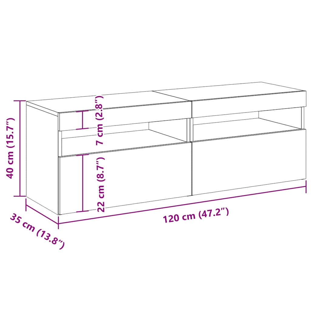 TV skříňky s LED osvětlením 2 ks bílé 60 x 35 x 40 cm - obrázek 16