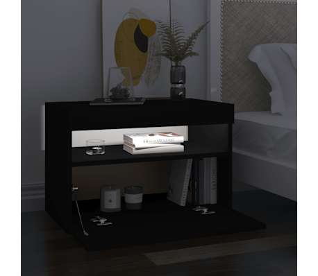 vidaXL TV-Schrank mit LED-Leuchten Schwarz 60x35x40 cm