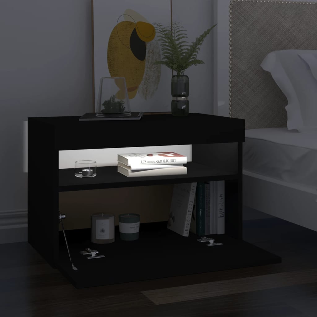 Meubles TV avec lumières LED 2 pcs Noir 60x35x40 cm | meublestv.fr 4