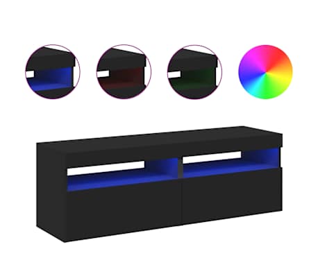 vidaXL TV-benker med LED-lys 2 stk svart 60x35x40 cm