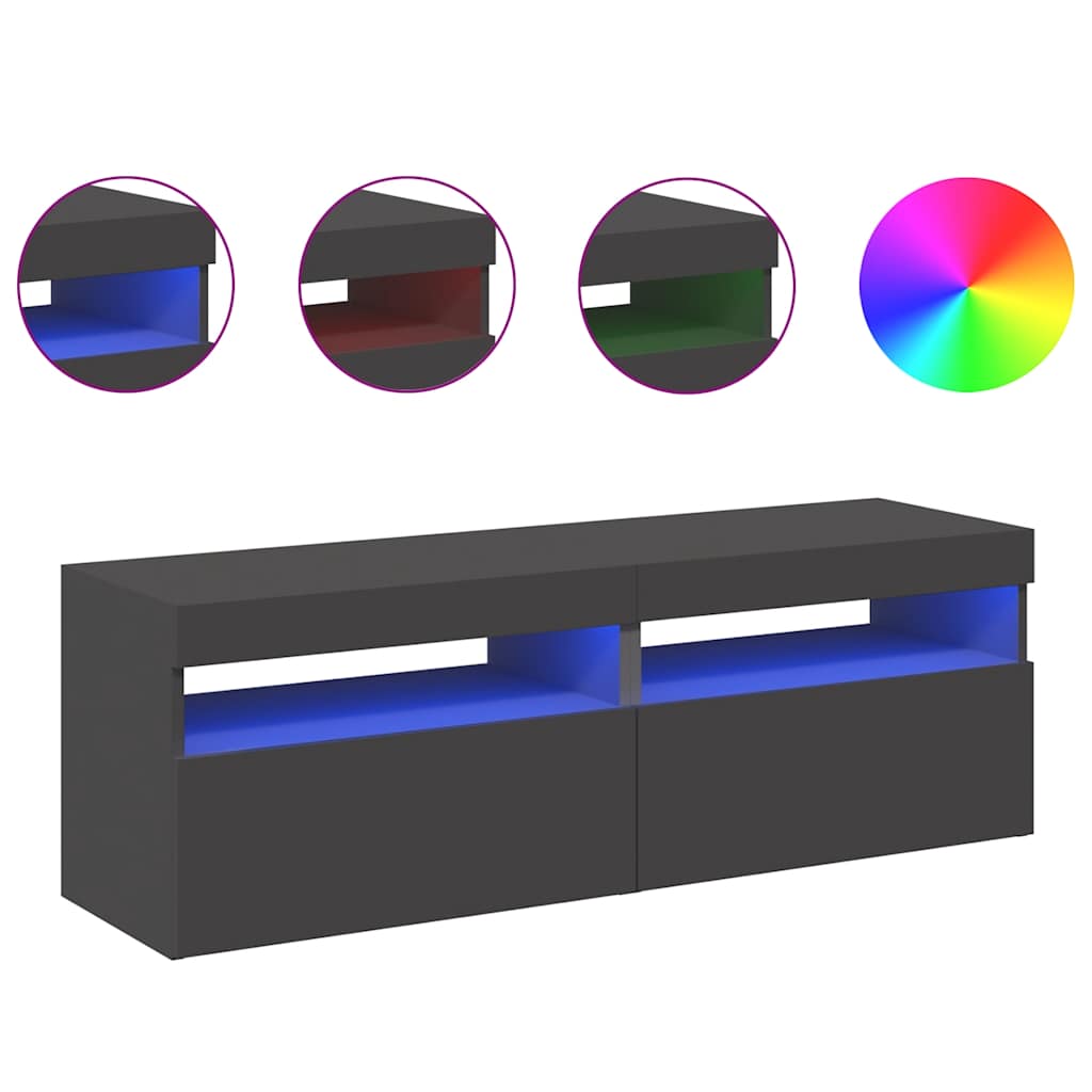 Thumbnail - vidaXL TV-Schränke LED-Leuchten 2 Stk. Grau 60x35x40cm