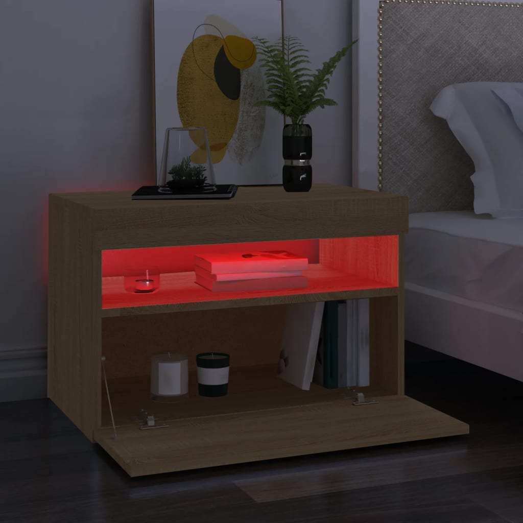 Tv-meubelen 2 st LED-verlichting 60x35x40 cm sonoma eikenkleur